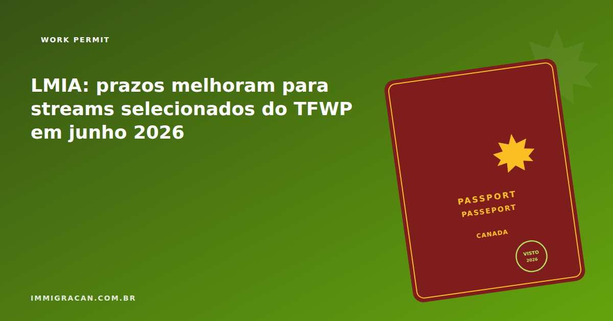 LMIA: processing times improve for select TFWP streams in June 2026 Ilustração do artigo LMIA: processing times improve for select TFWP streams in June 2026 — ImmigraCan, imigração canadense para brasileiros