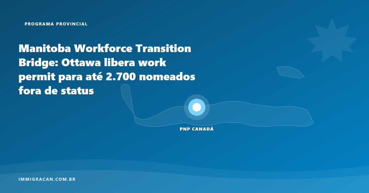Ilustración del artículo Manitoba Workforce Transition Bridge: Ottawa libera permiso de trabajo para hasta 2,700 nominados sin estatus — ImmigraCan, guía de inmigración a Canadá