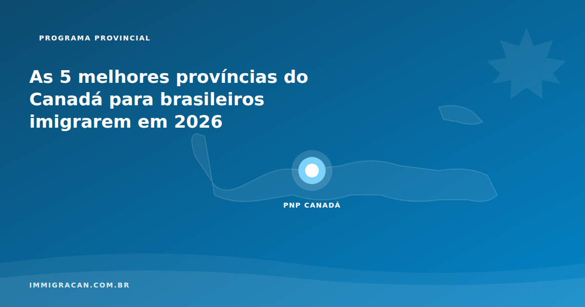 The 5 best Canadian provinces for Brazilians to immigrate to in 2026 Ilustração do artigo The 5 best Canadian provinces for Brazilians to immigrate to in 2026 — ImmigraCan, imigração canadense para brasileiros