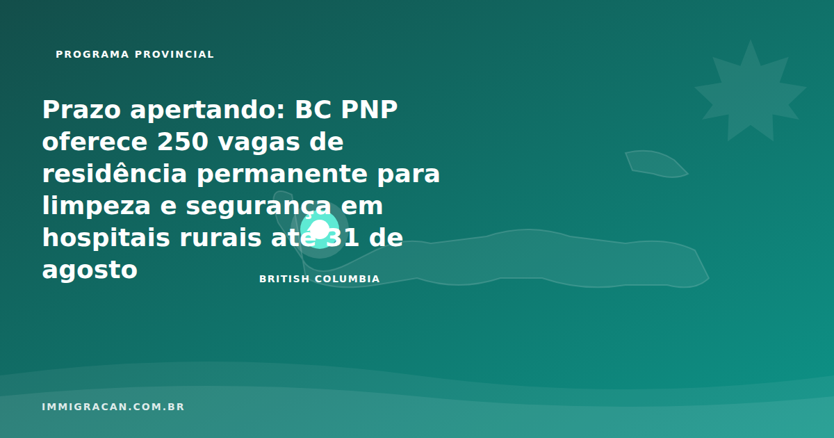 Ilustração do artigo Deadline closing in: BC PNP offers 250 permanent residence spots for cleaning and security workers in rural hospitals until August 31 — ImmigraCan, imigração canadense para brasileiros