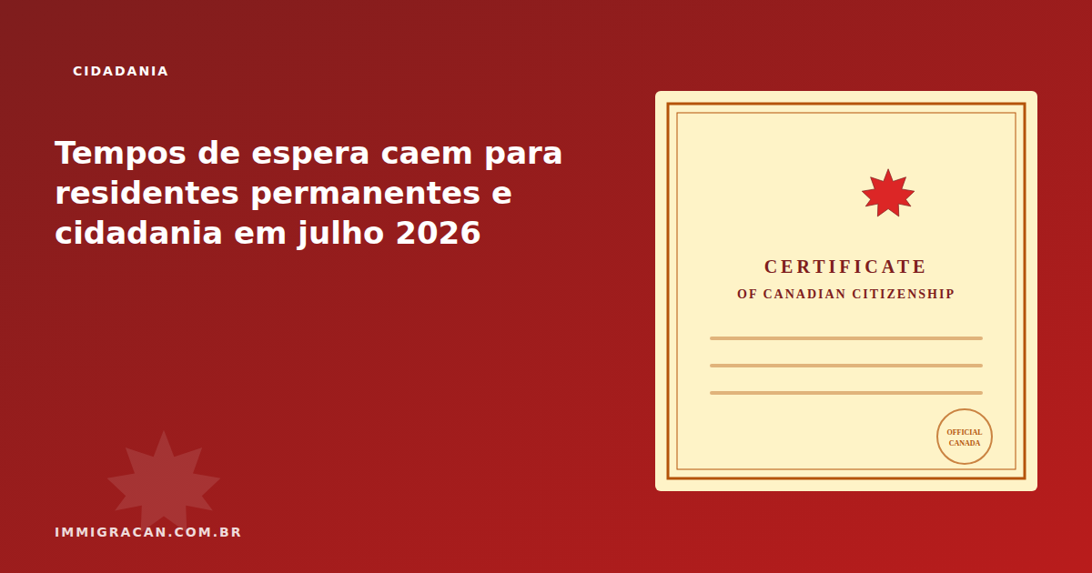 Wait Times Ease for Permanent Residence and Citizenship in July 2026 Ilustração do artigo Wait Times Ease for Permanent Residence and Citizenship in July 2026 — ImmigraCan, imigração canadense para brasileiros