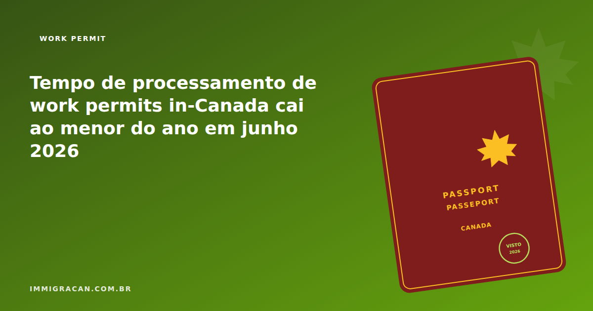 Ilustração do artigo In-Canada work permit processing time falls to its lowest of the year in June 2026 — ImmigraCan, imigração canadense para brasileiros